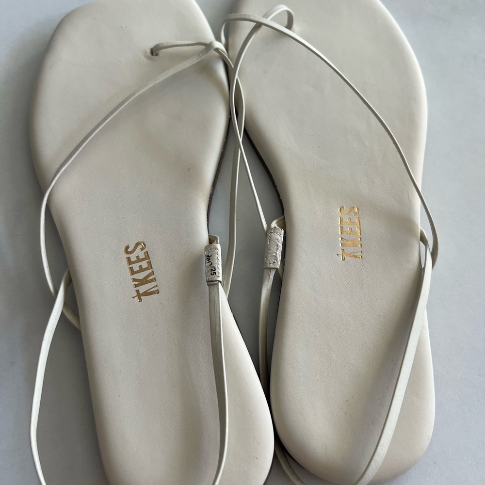 TKEES Women's Square Toe Millie Cream Sandals